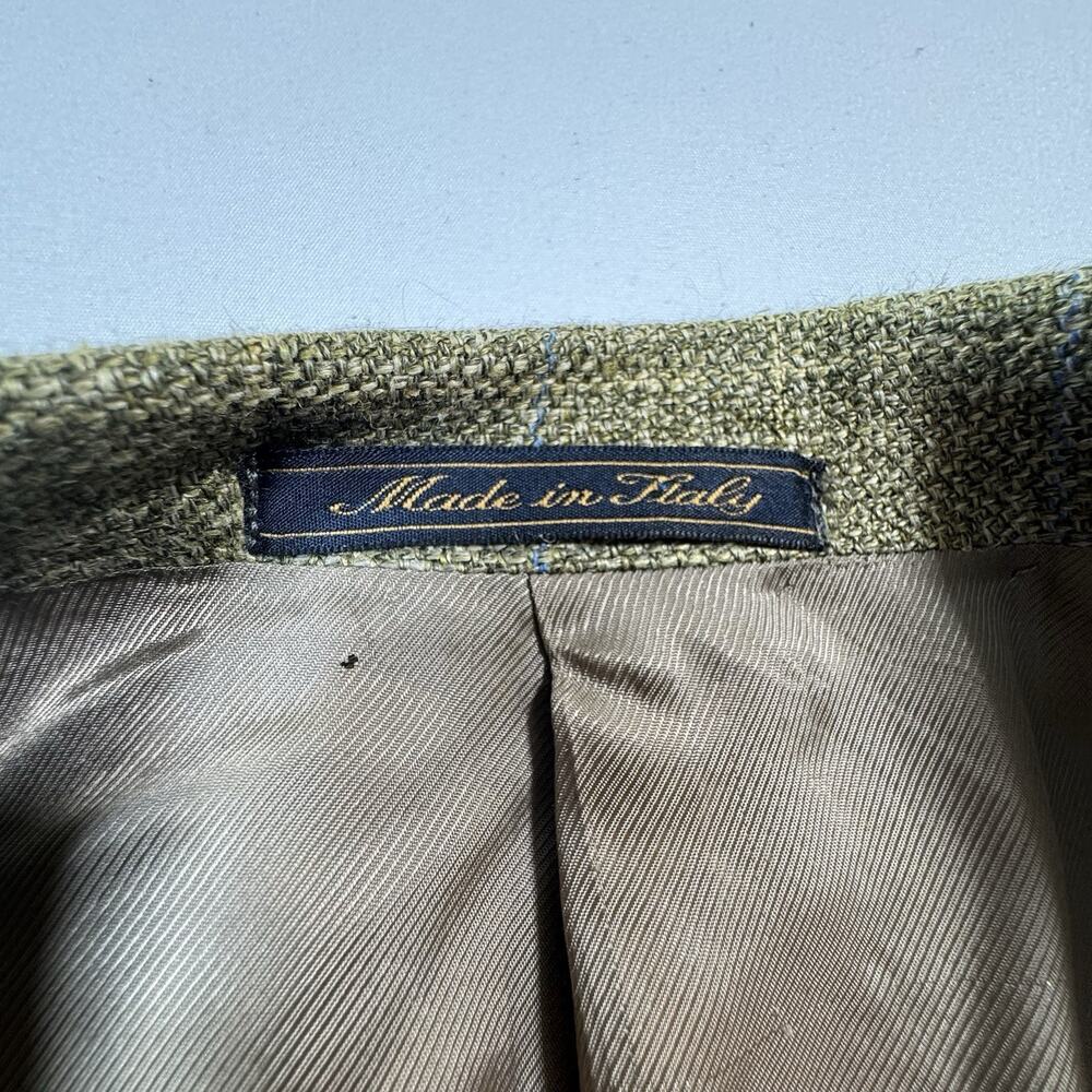Trussini ETHOMAS Plaid Windowpane Linen/Silk/Wool Blazer Italy 46" Chest - Picture 7 of 9